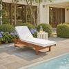 SAFAVIEH Outdoor Collection Newport Natural/Beige Cushion Black Piping Chaise Lounge Chair with Side Table(Natural/Beige)