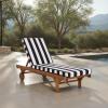 SAFAVIEH Outdoor Collection Newport Natural/Beige Cushion Black Piping Chaise Lounge Chair with Side Table(Natural/Black Stripe)