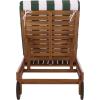 SAFAVIEH Outdoor Collection Newport Natural/Beige Cushion Black Piping Chaise Lounge Chair with Side Table(Natural/Hunter Green Stripe)