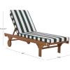 SAFAVIEH Outdoor Collection Newport Natural/Beige Cushion Black Piping Chaise Lounge Chair with Side Table(Natural/Hunter Green Stripe)