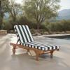 SAFAVIEH Outdoor Collection Newport Natural/Beige Cushion Black Piping Chaise Lounge Chair with Side Table(Natural/Hunter Green Stripe)