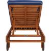 SAFAVIEH Outdoor Collection Newport Natural/Beige Cushion Black Piping Chaise Lounge Chair with Side Table(Natural/Navy)