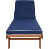 SAFAVIEH Outdoor Collection Newport Natural/Beige Cushion Black Piping Chaise Lounge Chair with Side Table(Natural/Navy)