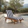 SAFAVIEH Outdoor Collection Newport Natural/Beige Cushion Black Piping Chaise Lounge Chair with Side Table(Natural/Navy Striped)