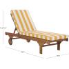 SAFAVIEH Outdoor Collection Newport Natural/Beige Cushion Black Piping Chaise Lounge Chair with Side Table(Natural/Yellow Stripe)