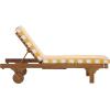 SAFAVIEH Outdoor Collection Newport Natural/Beige Cushion Black Piping Chaise Lounge Chair with Side Table(Natural/Yellow Stripe)