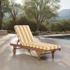 SAFAVIEH Outdoor Collection Newport Natural/Beige Cushion Black Piping Chaise Lounge Chair with Side Table(Natural/Yellow Stripe)