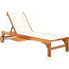 SAFAVIEH Outdoor Collection Ralden Natural Brown Solid Wood/Beige Fabric Adjustable Chaise Lounge Chair (PAT7070A)(Natural / Beige)