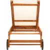 SAFAVIEH Outdoor Collection Ralden Natural Brown Solid Wood/Beige Fabric Adjustable Chaise Lounge Chair (PAT7070A)(Natural / Beige)