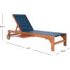 SAFAVIEH Outdoor Collection Ralden Natural Brown Solid Wood/Beige Fabric Adjustable Chaise Lounge Chair (PAT7070A)(Natural / Navy)
