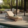 SAFAVIEH Outdoor Couture Collection Donnamaria Natural Solid Wood/White Cushion Wicker Chaise Lounge Chair (CPT1027A)(Natural/Brown)