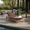 SAFAVIEH Outdoor Couture Collection Donnamaria Natural Solid Wood/White Cushion Wicker Chaise Lounge Chair (CPT1027A)(Natural/Dark Brown)