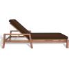 SAFAVIEH Outdoor Couture Collection Donnamaria Natural Solid Wood/White Cushion Wicker Chaise Lounge Chair (CPT1027A)(Natural/Dark Brown)