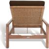SAFAVIEH Outdoor Couture Collection Donnamaria Natural Solid Wood/White Cushion Wicker Chaise Lounge Chair (CPT1027A)(Natural/Dark Brown)