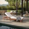 SAFAVIEH Outdoor Couture Collection Donnamaria Natural Solid Wood/White Cushion Wicker Chaise Lounge Chair (CPT1027A)(Natural/White)