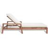 SAFAVIEH Outdoor Couture Collection Donnamaria Natural Solid Wood/White Cushion Wicker Chaise Lounge Chair (CPT1027A)(Natural/White)