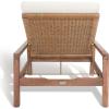 SAFAVIEH Outdoor Couture Collection Donnamaria Natural Solid Wood/White Cushion Wicker Chaise Lounge Chair (CPT1027A)(Natural/White)