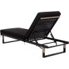 SAFAVIEH Outdoor Patio Furniture Collection – Arman Black & Black Lounger with Cushion, Adjustable Outdoor Reclining Chaise (PAT7558A)(Black/Black)