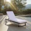 SAFAVIEH Outdoor Patio Furniture Collection – Arman Black & Black Lounger with Cushion, Adjustable Outdoor Reclining Chaise (PAT7558A)(Black/White)
