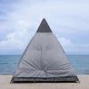 SAFAVIEH Outdoor Patio Furniture Collection – Bongo Grey & Light Grey Wicker Outdoor Daybed with Canopy, Modern Pyramid Design (PAT7736B)(Black/Grey)
