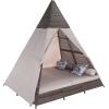 SAFAVIEH Outdoor Patio Furniture Collection – Bongo Grey & Light Grey Wicker Outdoor Daybed with Canopy, Modern Pyramid Design (PAT7736B)(Grey/Light Grey)