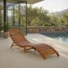 SAFAVIEH Outdoor Patio Furniture Collection – Fanty Brown Solid Wood Folding Chaise Lounge Chair, Slatted Teak-Style Design, Portable Sun Lounger with No Cushion (PAT6803A)(Teak)