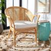 Safavieh Home Collection Dustin Rattan Cushion Accent Chair, Natural/White(Natural / White)