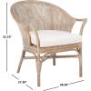 Safavieh Home Collection Dustin Rattan Cushion Accent Chair, Natural/White(White Washed / White)