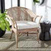 Safavieh Home Collection Dustin Rattan Cushion Accent Chair, Natural/White(White Washed / White)