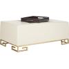 Safavieh Home Collection Julian Faux Ostrich Cream Tray Ottoman(Cream / Gold)