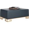 Safavieh Home Collection Julian Faux Ostrich Cream Tray Ottoman(Navy / Gold)