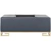 Safavieh Home Collection Julian Faux Ostrich Cream Tray Ottoman(Navy / Gold)
