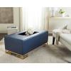 Safavieh Home Collection Julian Faux Ostrich Cream Tray Ottoman(Navy / Gold)