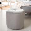Safavieh Home Hawkem Light Grey Velvet Cylinder Ottoman(Light Grey)