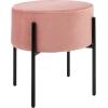 Safavieh Home Lisbon Glam Velvet Round Ottoman, Dusty Rose/Black(Dusty Rose / Black)