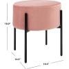 Safavieh Home Lisbon Glam Velvet Round Ottoman, Dusty Rose/Black(Dusty Rose / Black)