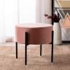Safavieh Home Lisbon Glam Velvet Round Ottoman, Dusty Rose/Black(Dusty Rose / Black)
