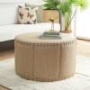 Safavieh Mercer Collection Faith Beige Nailhead Round Ottoman(Beige)