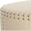 Safavieh Mercer Collection Faith Beige Nailhead Round Ottoman(Beige)