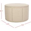 Safavieh Mercer Collection Faith Beige Nailhead Round Ottoman(Beige)