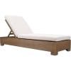 SAFAVIEH Couture Outdoor Collection Blanquilla Natural/Beige Cushion Solid Wood Chaise Lounge Chair