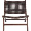 SAFAVIEH Home Collection – Luna Brown & Cognac Leather Woven Accent Chair, Solid Wood Frame, Contemporary Lounge Chair, Fully Assembled (ACH1002B)(Brown / Brown)