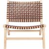 SAFAVIEH Home Collection – Luna Brown & Cognac Leather Woven Accent Chair, Solid Wood Frame, Contemporary Lounge Chair, Fully Assembled (ACH1002B)(Cognac / Natural)