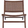 SAFAVIEH Home Collection – Luna Brown & Cognac Leather Woven Accent Chair, Solid Wood Frame, Contemporary Lounge Chair, Fully Assembled (ACH1002B)(Cognac / Brown)