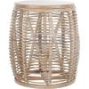 SAFAVIEH Home Collection – Maui Honey Brown Wash Rattan Drum Accent Table, Fully Assembled, Coastal Modern Design (STL6500B)(White Washed)