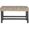 SAFAVIEH Home Collection – Omari Natural Wicker Accent Bench with Mahogany Legs, Casual Transitional Seating for Entryway, Bedroom or Living Room, Fully Assembled (SEA7014A)