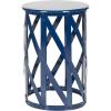 SAFAVIEH Home Collection Bertram Grey 21-inch Lattice Living Room Bedroom Entryway Foyer Bathroom Accent Side End Table Stool(Blue)