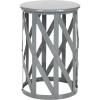 SAFAVIEH Home Collection Bertram Grey 21-inch Lattice Living Room Bedroom Entryway Foyer Bathroom Accent Side End Table Stool(Grey)