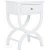 SAFAVIEH Home Collection Maxine Walnut Brown 1-Drawer Accent Table Nightstand Bedside Accent Table (Fully Assembled)(Off White)