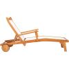 SAFAVIEH Outdoor Collection Kamson Natural Brown Solid Wood/Beige Fabric Adjustable Chaise Lounge Chair (PAT7071A)(Natural / Beige)